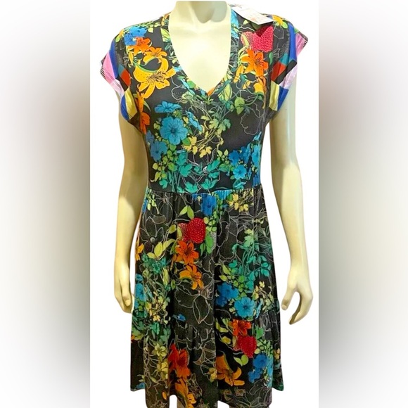 Johnny Was Nero Sequence Tiered Tea Length Dress Size XS NWT - Picture 1 of 5